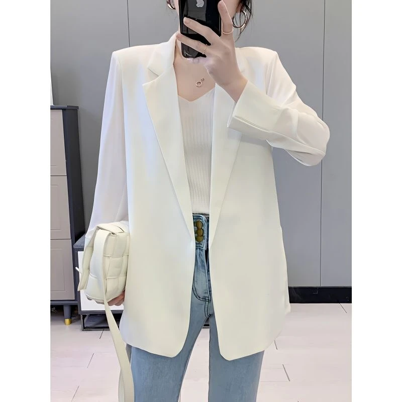 雪纺大码小西装外套女薄款2025春夏新款韩版洋气网红爆款白色上衣