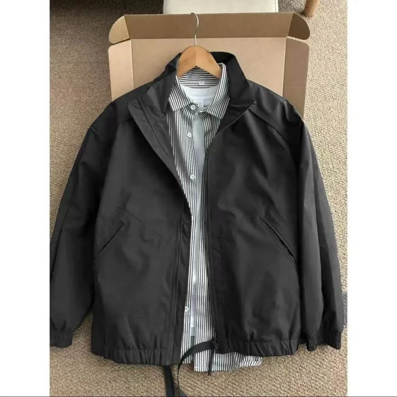 cleanfit黑色飞行夹克外套男款春秋痞帅高级感短款立领工装上衣