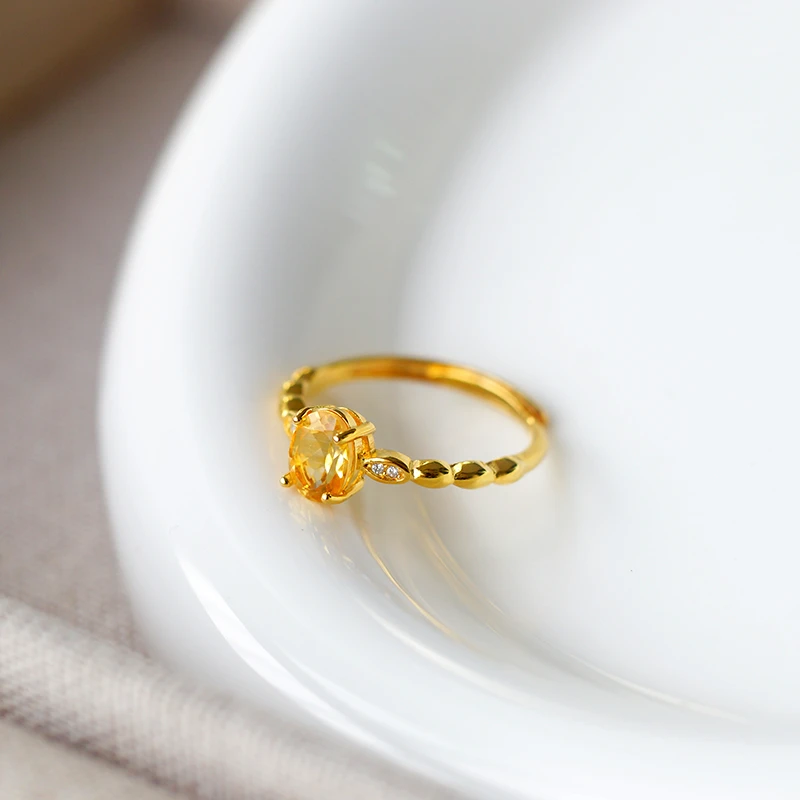 天然水晶黄水水晶能量戒指转运指环