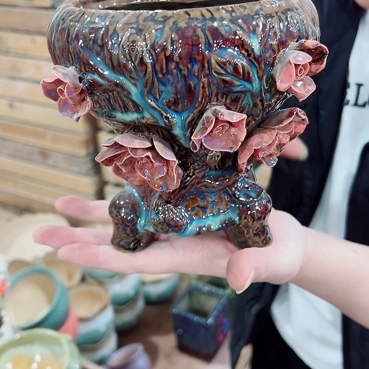 有孔，凑单福利满10元发货陶瓷多肉花盆！