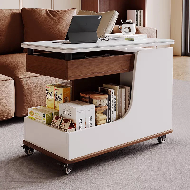 沙发边几茶几可移动轻奢高级感岩板升降带轮零吃小推车客厅家用