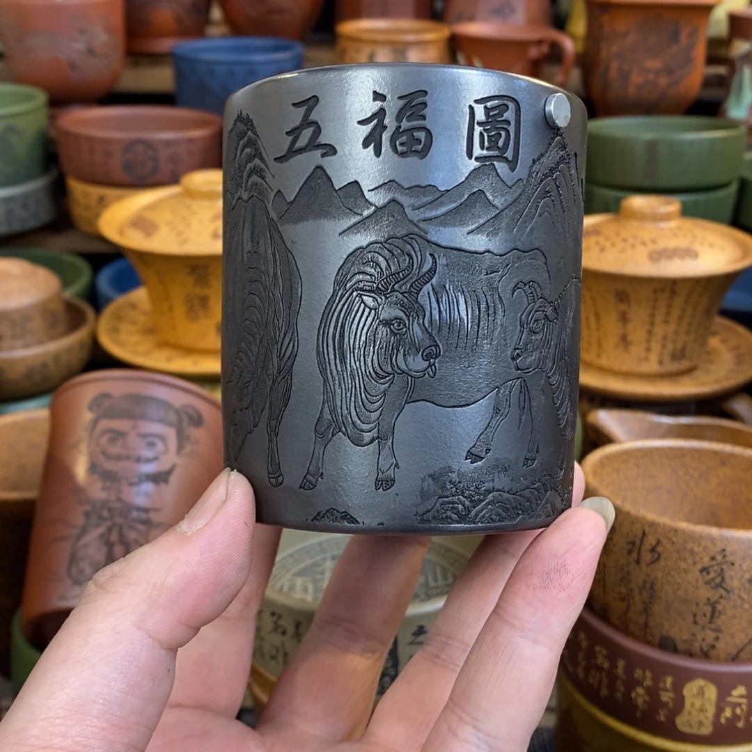 紫砂杯子宜兴全手工紫砂杯