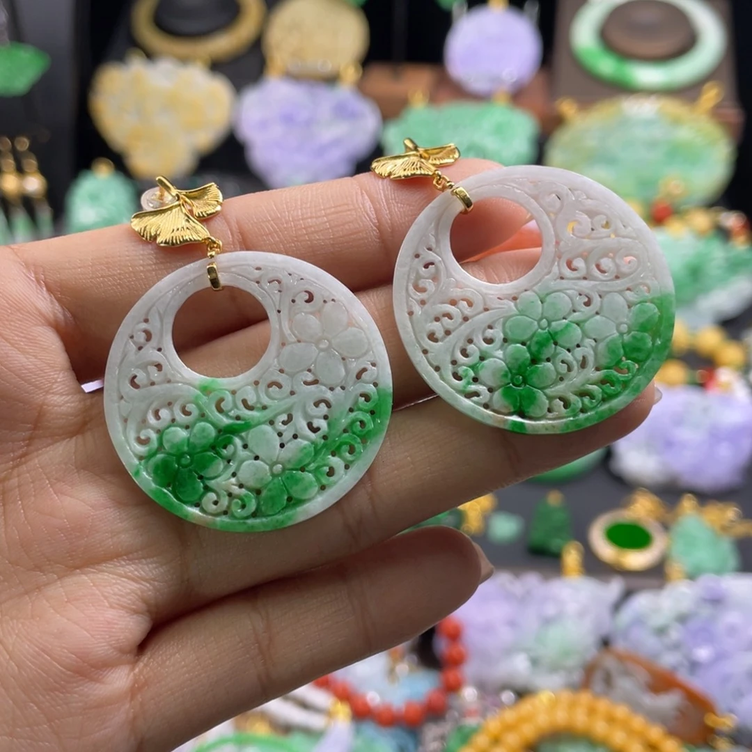 翡翠未镶嵌耳饰代编织