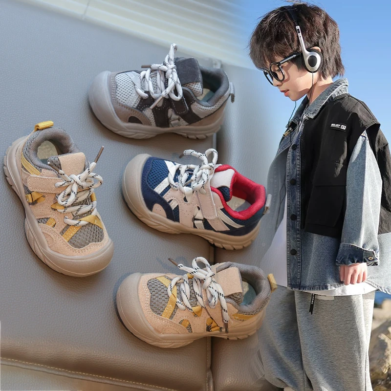 秋季新款网鞋男童鞋子专业儿童跑步运动鞋儿童户外鞋男宝防滑机能