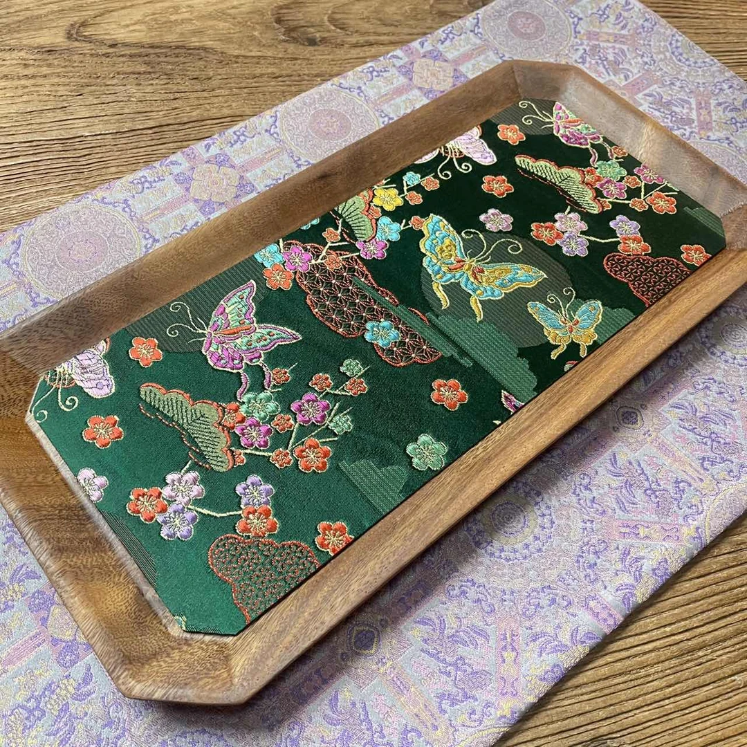 【新品首发】设计款 南美胡桃木八方海棠蝶梦茶盘  尺寸约40-20-2cm