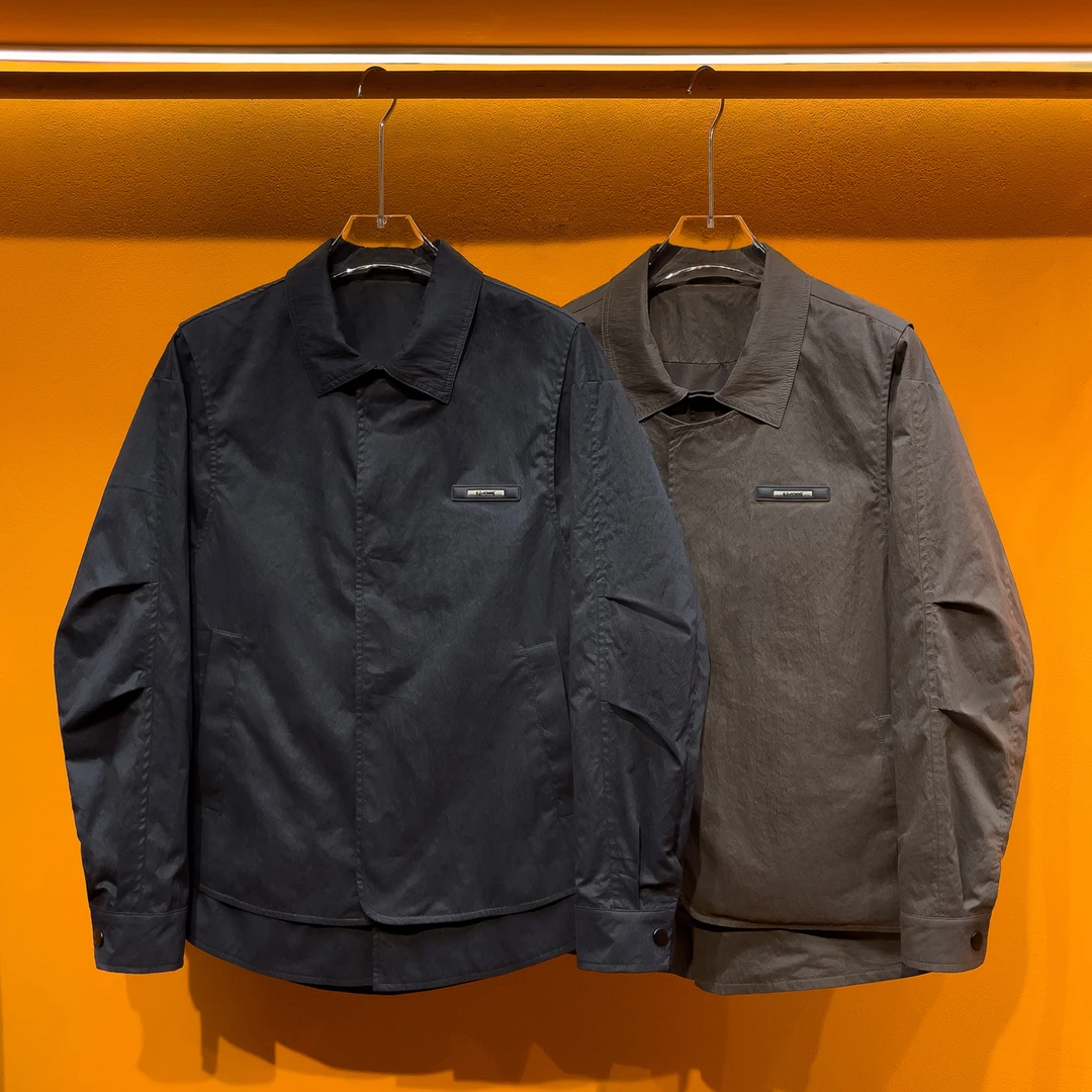 2025新款极简翻领假两件夹克轻奢潮流时尚青春潮流百搭休闲外套