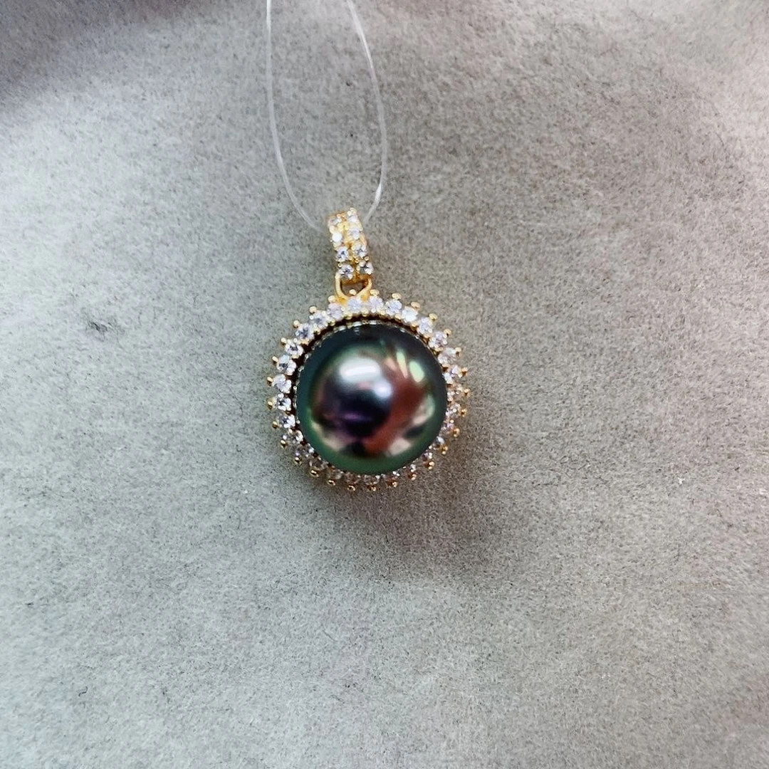 吊坠(不含链)银S925镶嵌海水珍珠9-10