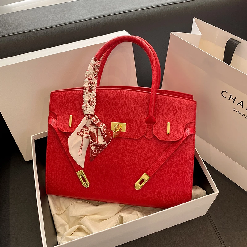 大容量凯莉包包女2025新款高级感手提铂金包小众轻奢结婚新娘婚包