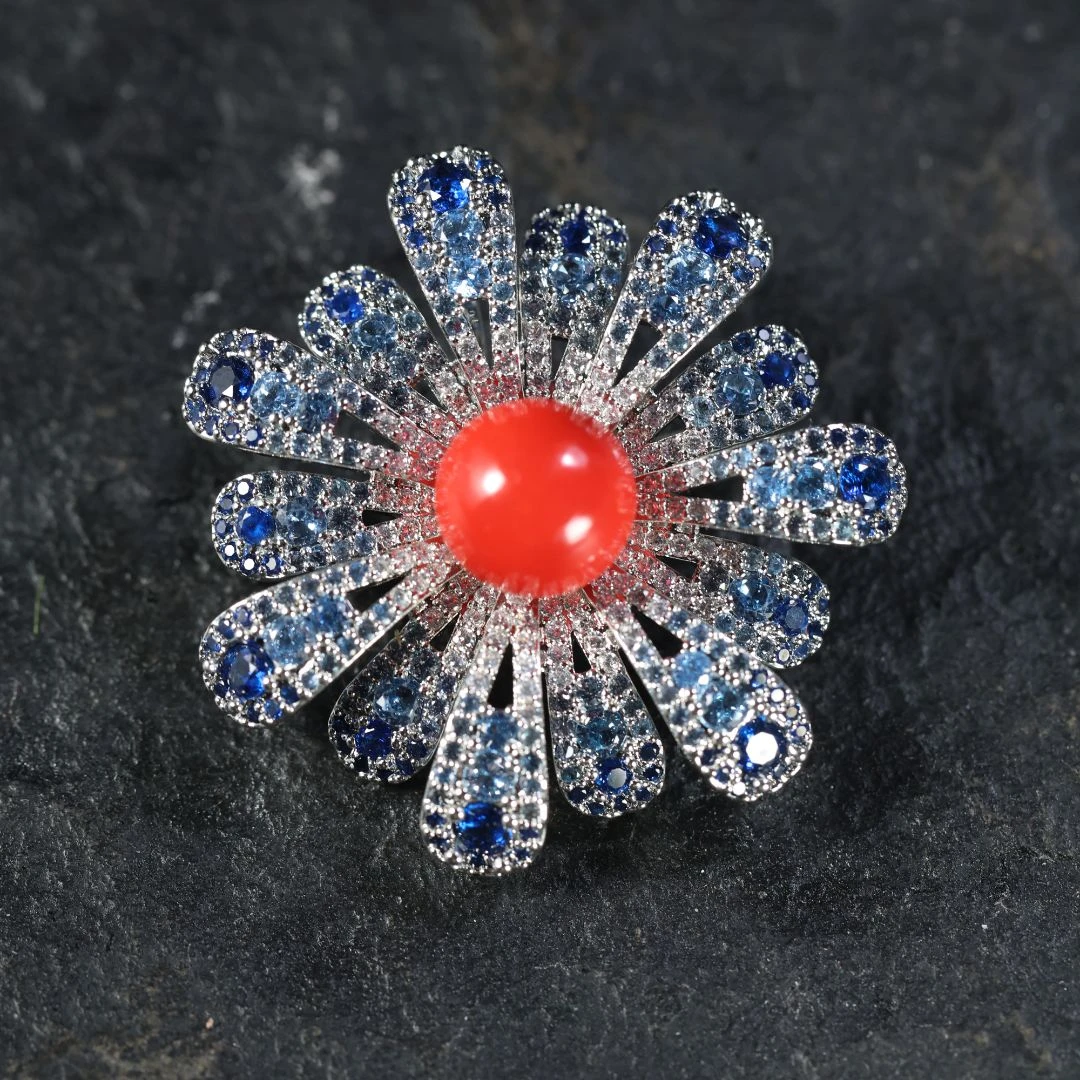 含辰砂工艺品繁华/朱砂繁华胸针