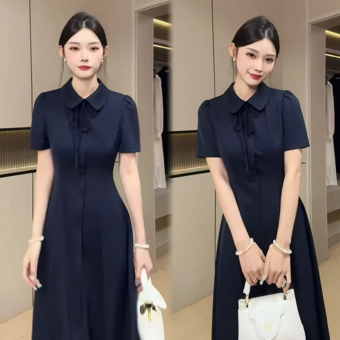 法式polo连衣裙子女夏季2025新爆款今年流行漂亮大方得体掐腰长裙