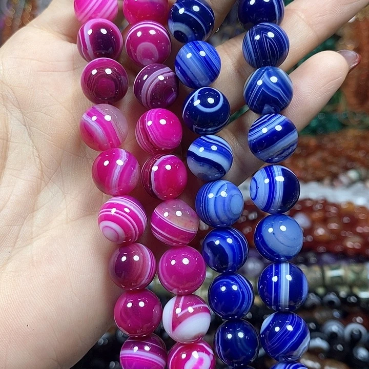 玛瑙/玉髓未镶嵌珠宝半成品放漏：缠丝玛瑙卡12mm（2条）