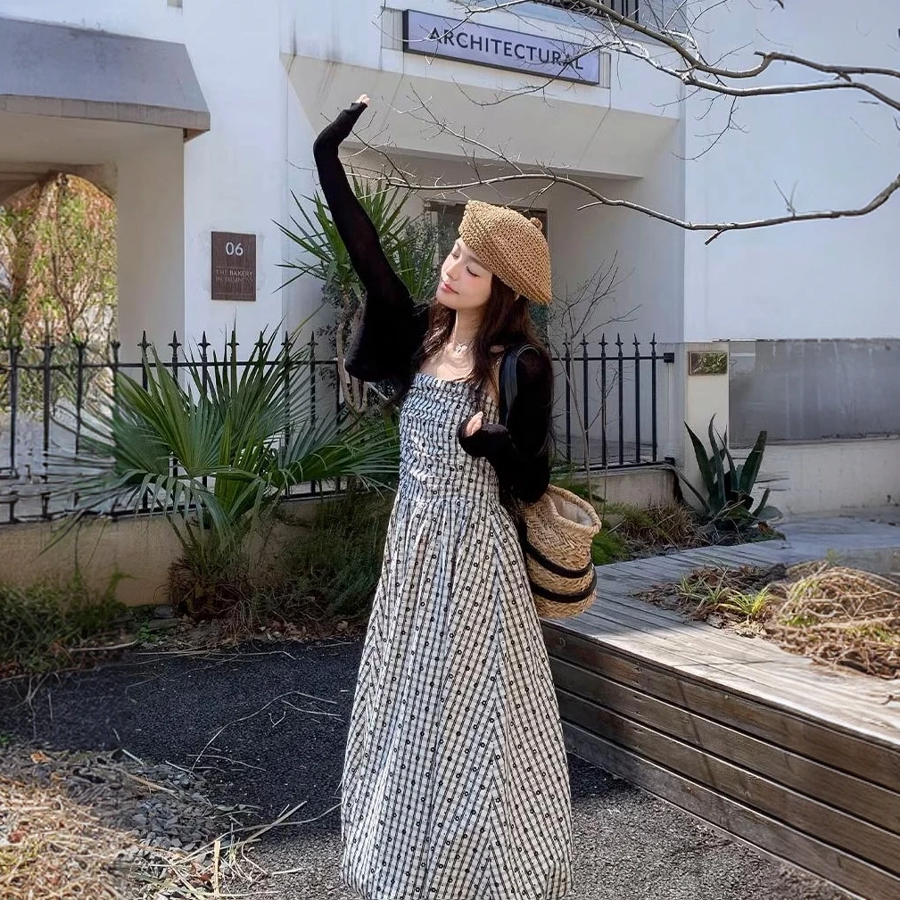 【XIYA】法式显瘦针织开衫吊带裙小众设计感碎花连衣裙套装