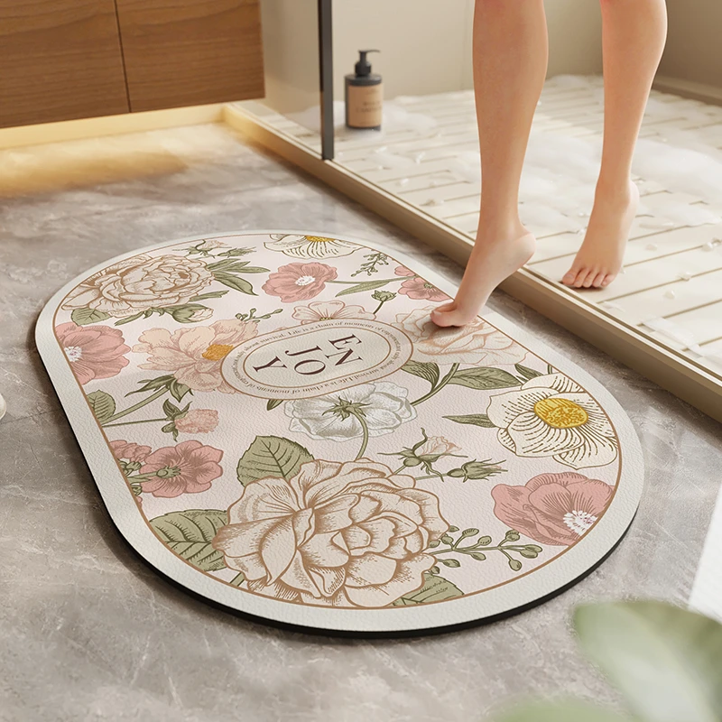 奶油风浴室地垫吸水防滑硅藻泥脚垫可擦免洗家用卫生间厕所进门垫