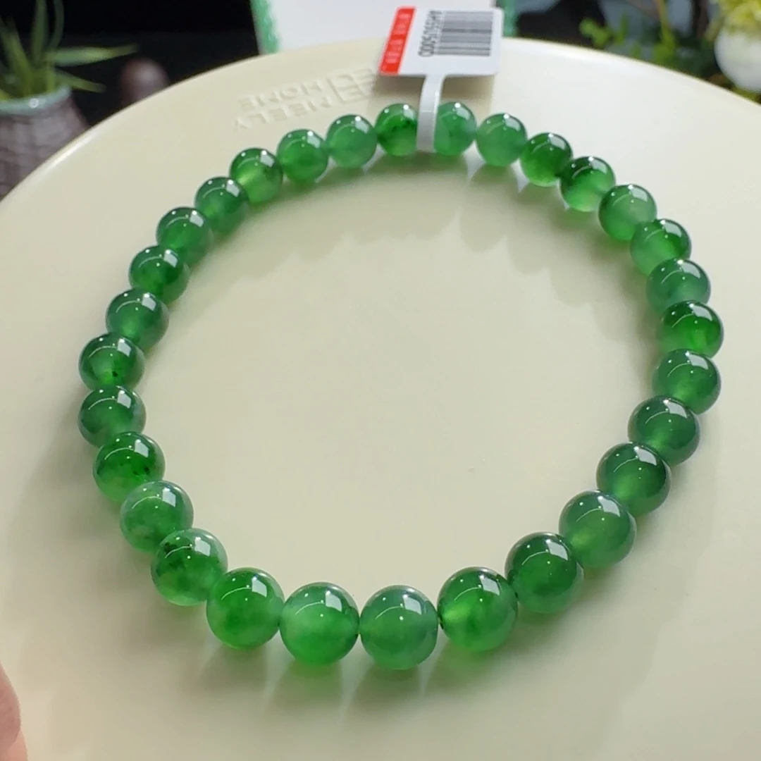 忘***草未镶嵌手链翡翠冰绿飘花单圈卡6mm