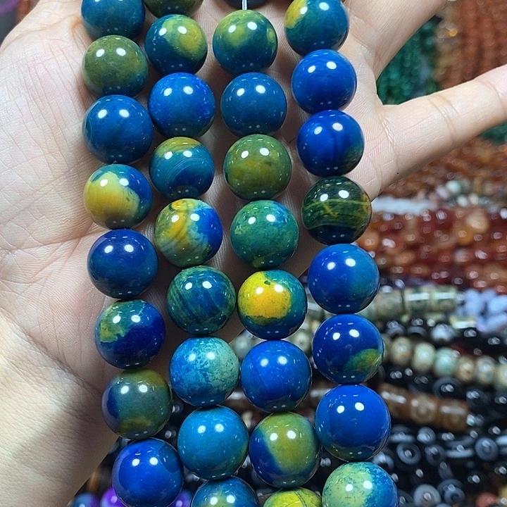 玛瑙/玉髓未镶嵌珠宝半成品地球玛瑙卡14mm