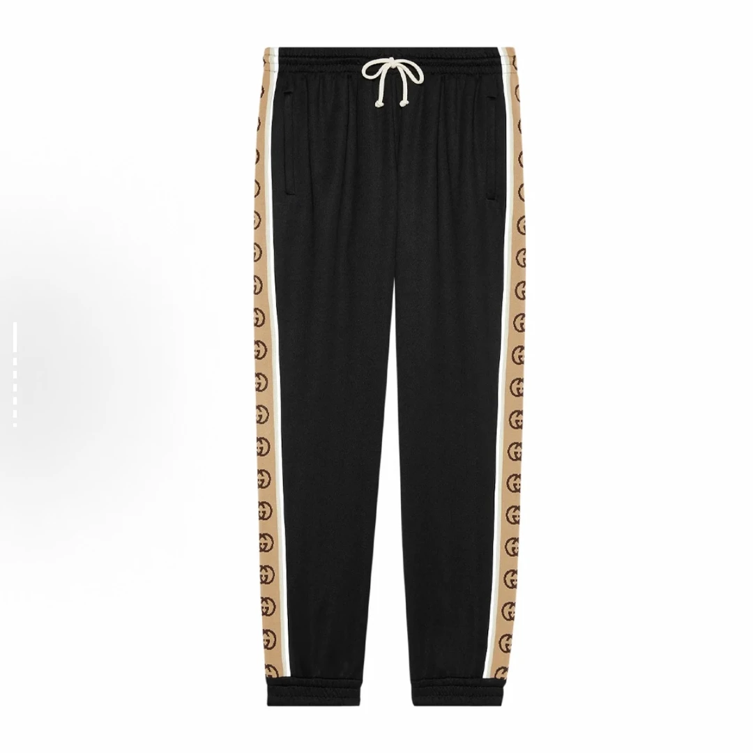 未使用 GUCCI/古驰 侧边反光条双G提花logo束脚运动裤