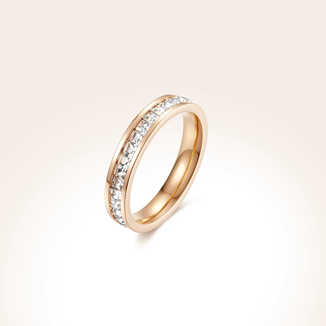 万象城专柜直发 经典满天星玫瑰金色满钻豪镶嵌戒指F01