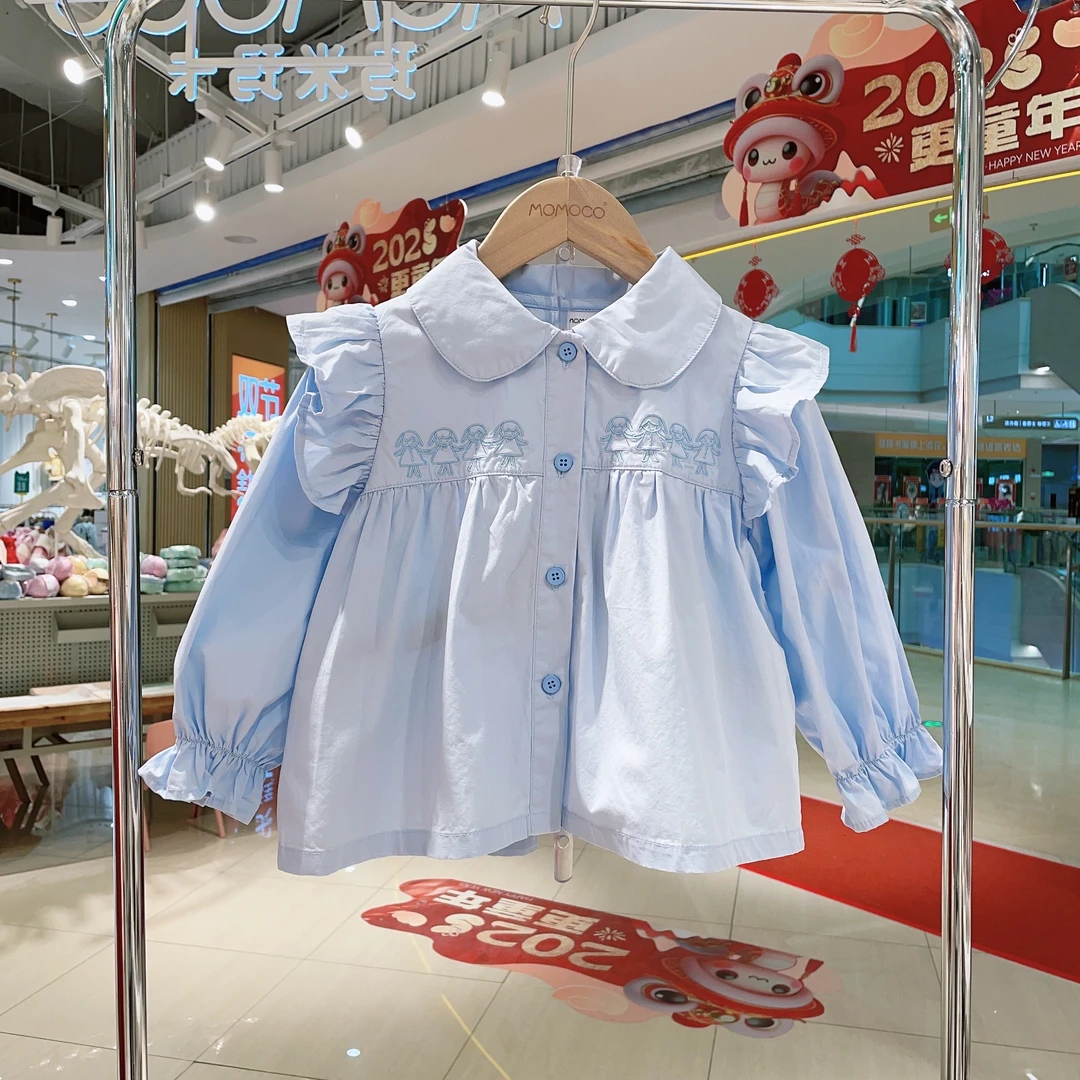 MOMOCO女童2025春季新款甜美飞袖衬衫77580234004