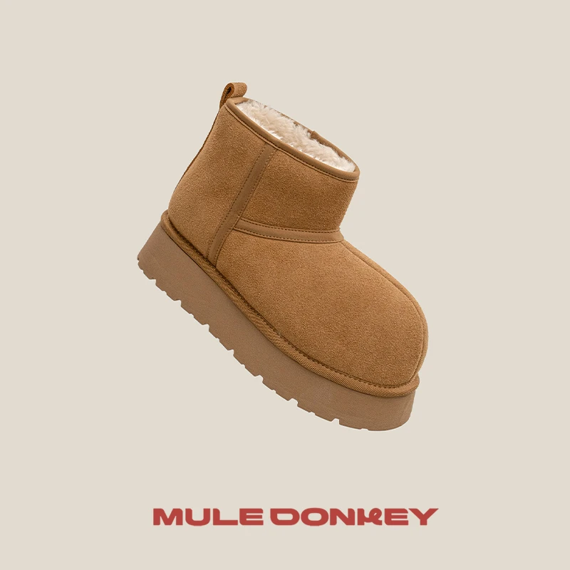 多嘴驴Donkey 雪地靴系列【卡皮巴拉】中低筒雪地靴冬天保暖厚底