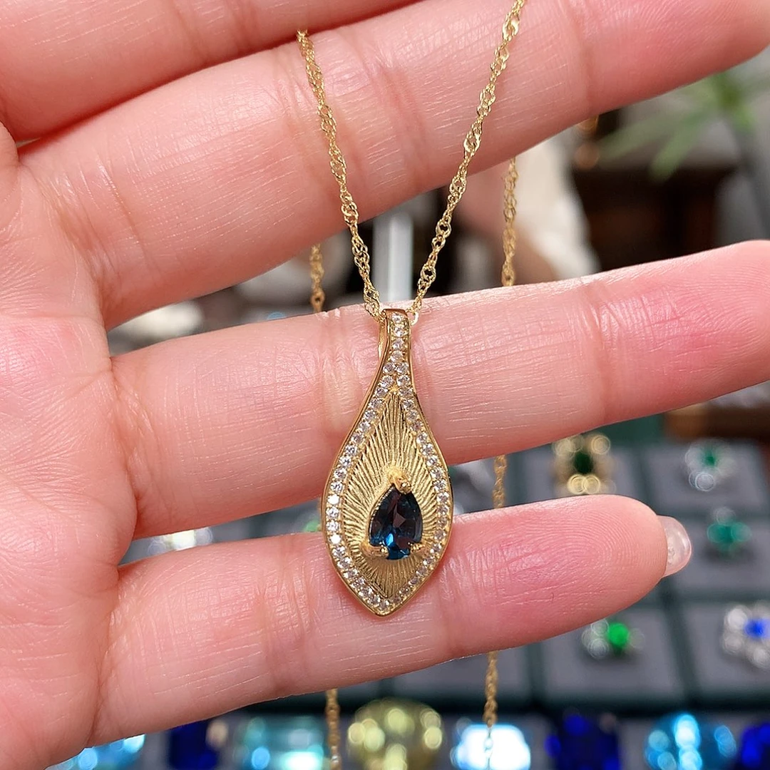 项链托帕石银S925镶嵌托帕石项链