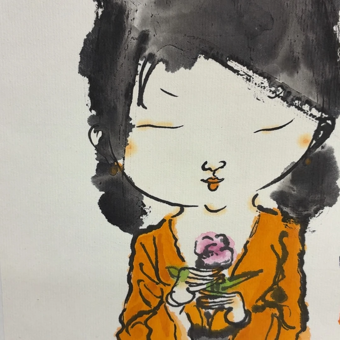 原***人国画宣纸和笔都在他