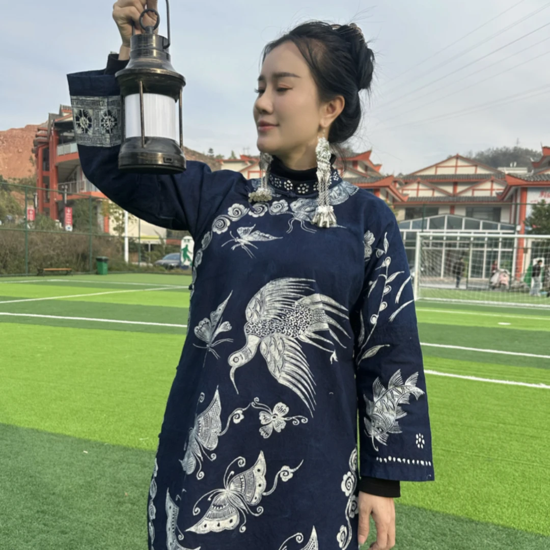 贵州村超 非遗文化中式国风手工蜡染上衣
