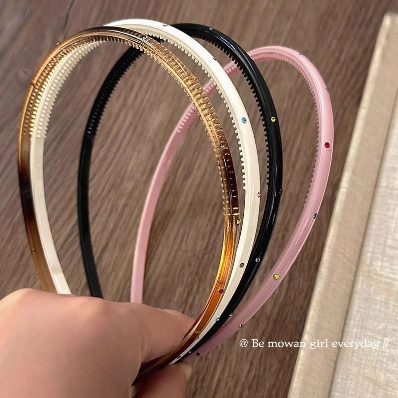 复古气质水钻细款发箍女高颅顶洗脸压发头箍2025简约百搭发捆发饰