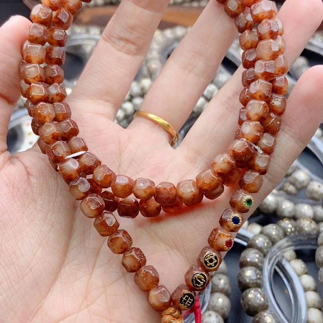 怎***心吊坠星月菩提全玉化黑金星月108