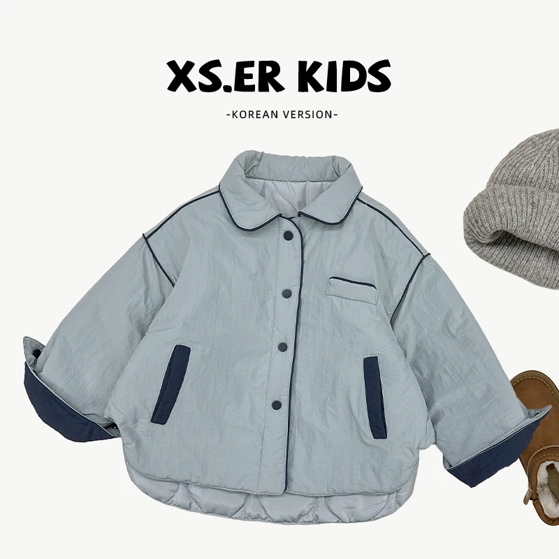 【小首尔】现货-qc5冬装儿童潮流百搭夹棉保暖翻领棉服外套SJ4744