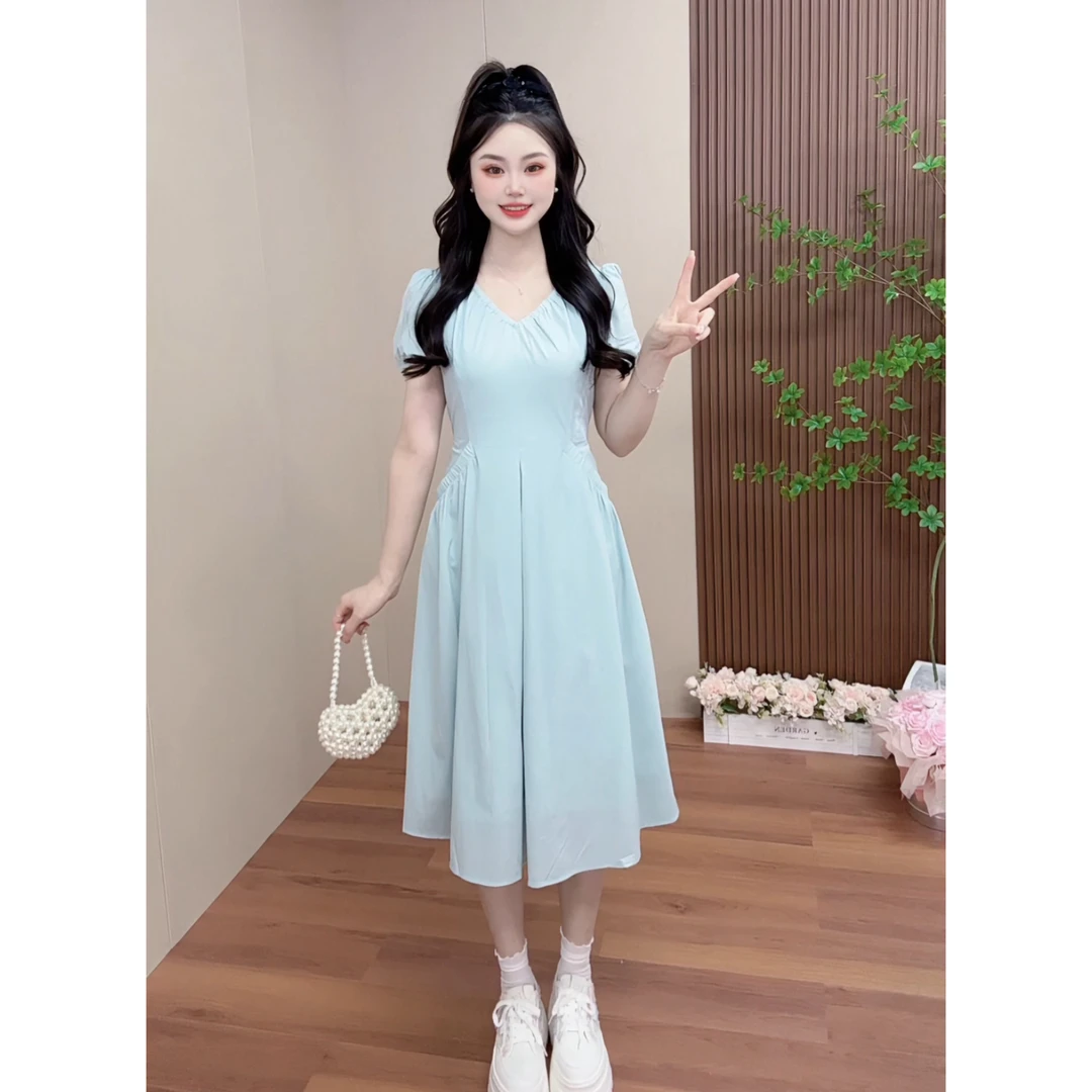 【叶子严选】2025夏季新款法式优雅气质修身显瘦通勤连衣裙
