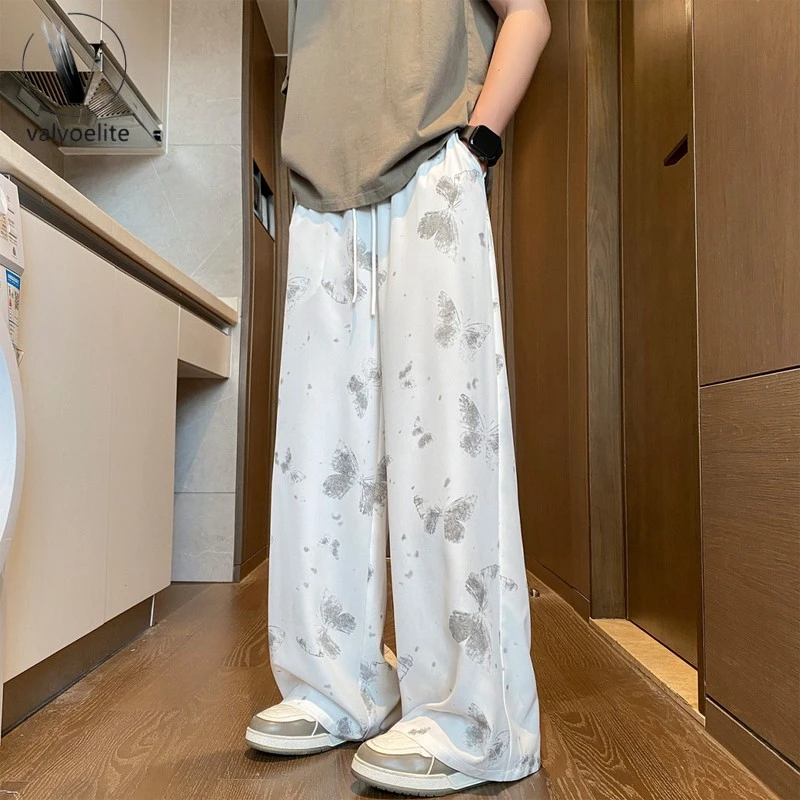 VALVOELITE白色冰丝透气长裤男夏季薄款垂感速干阔腿裤美式凉感防