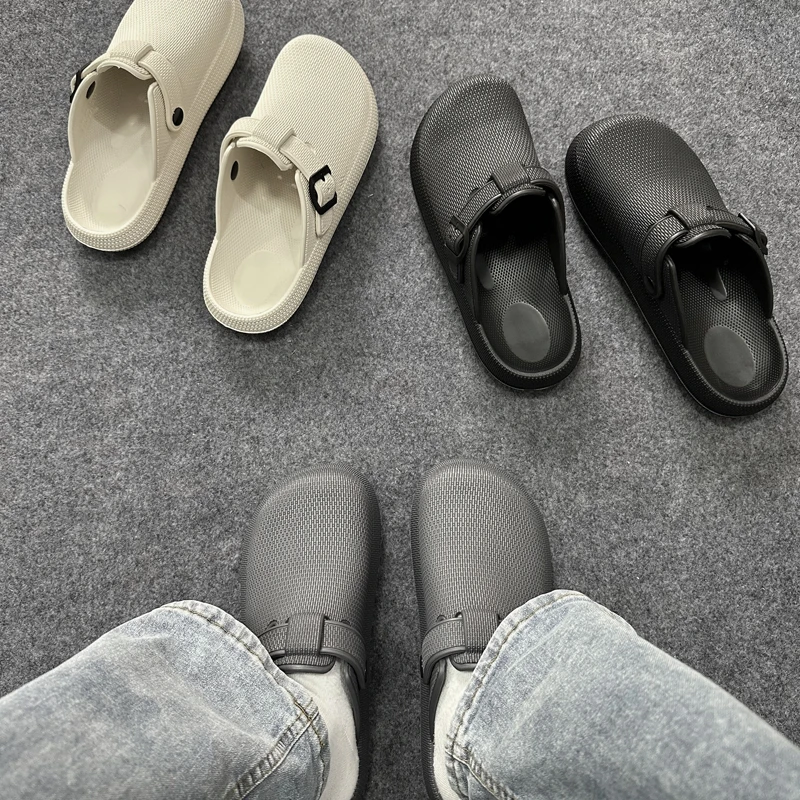 夏季外出男士女士勃肯拖鞋情侣软底轻便百搭厚底防滑半包头潮鞋