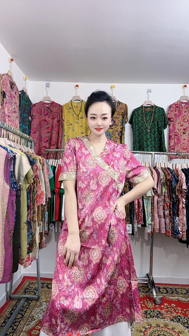 412款民族风中式连衣裙