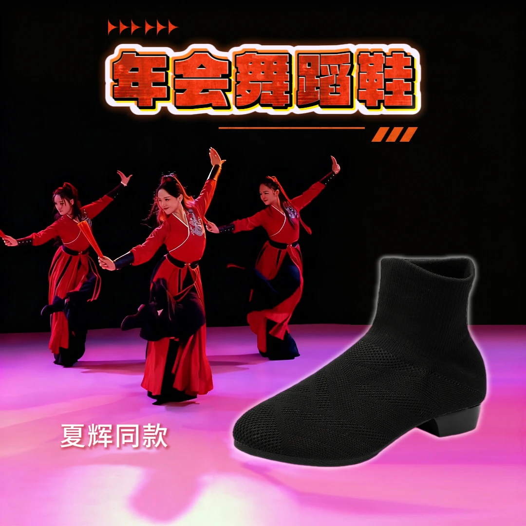 2026年会舞蹈鞋夏辉同款透气防滑舞蹈鞋秋冬长筒直板底苍穹唤舞鞋