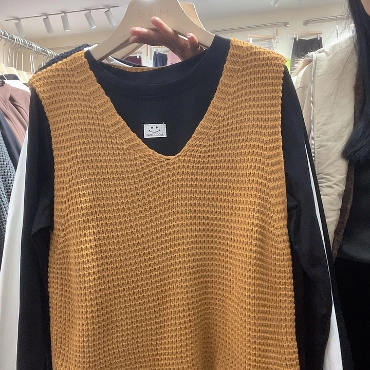 大瑶瑶同款黑打底➕黄马甲