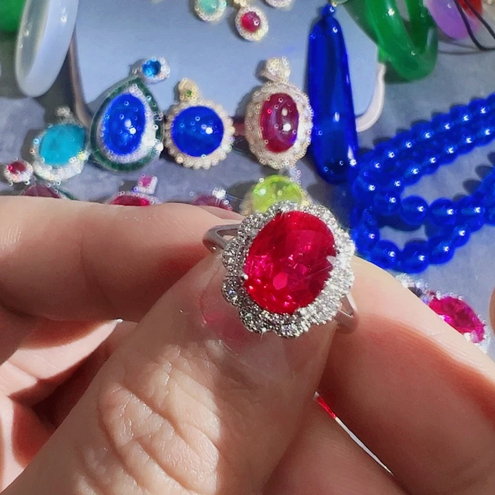 非金属红色蓝色满钻镶嵌