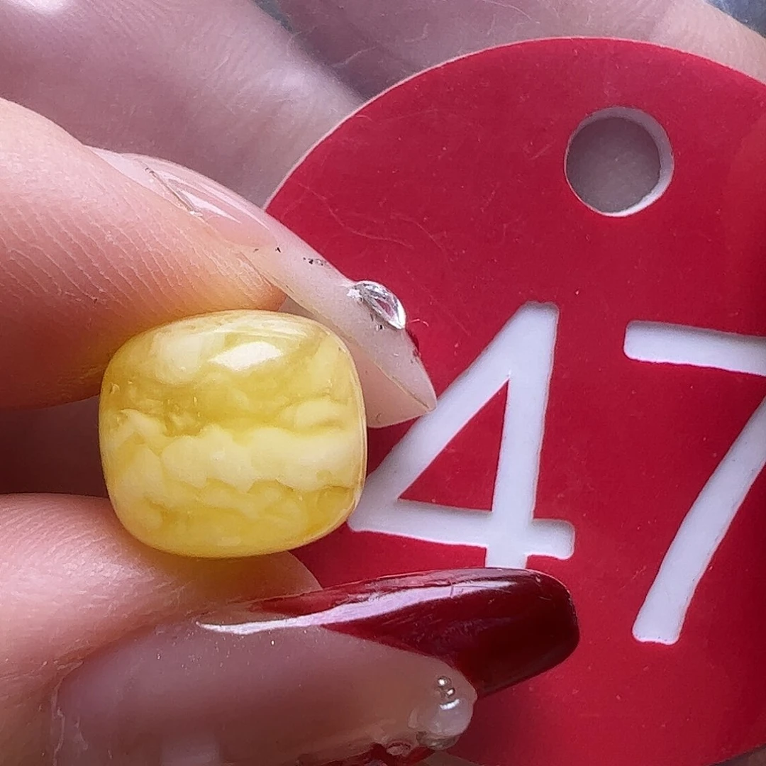 蜜蜡未镶嵌珠宝奇石微瑕10mm金瓷白虎皮老型