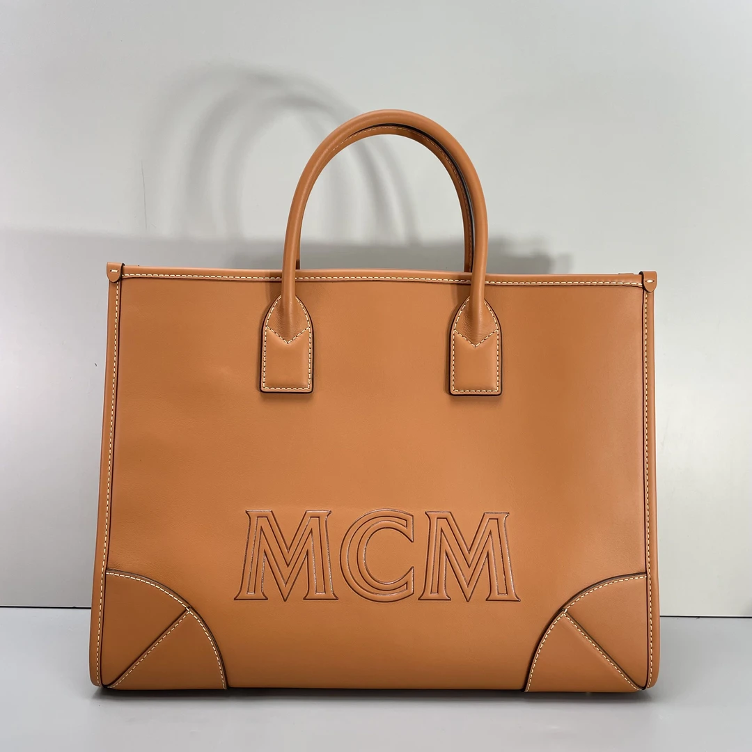 99新 MCM 媚姐/mcm棕色大号方托手提包38x28x15cmG051406