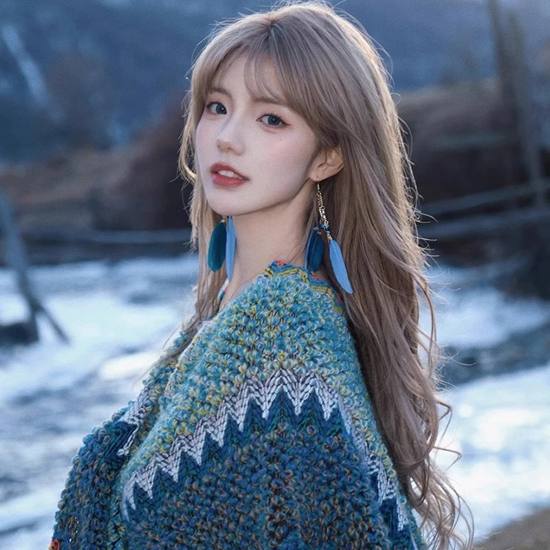 云南大理丽江旅游外搭针织披肩 民族风披肩斗篷披风流苏保暖围巾