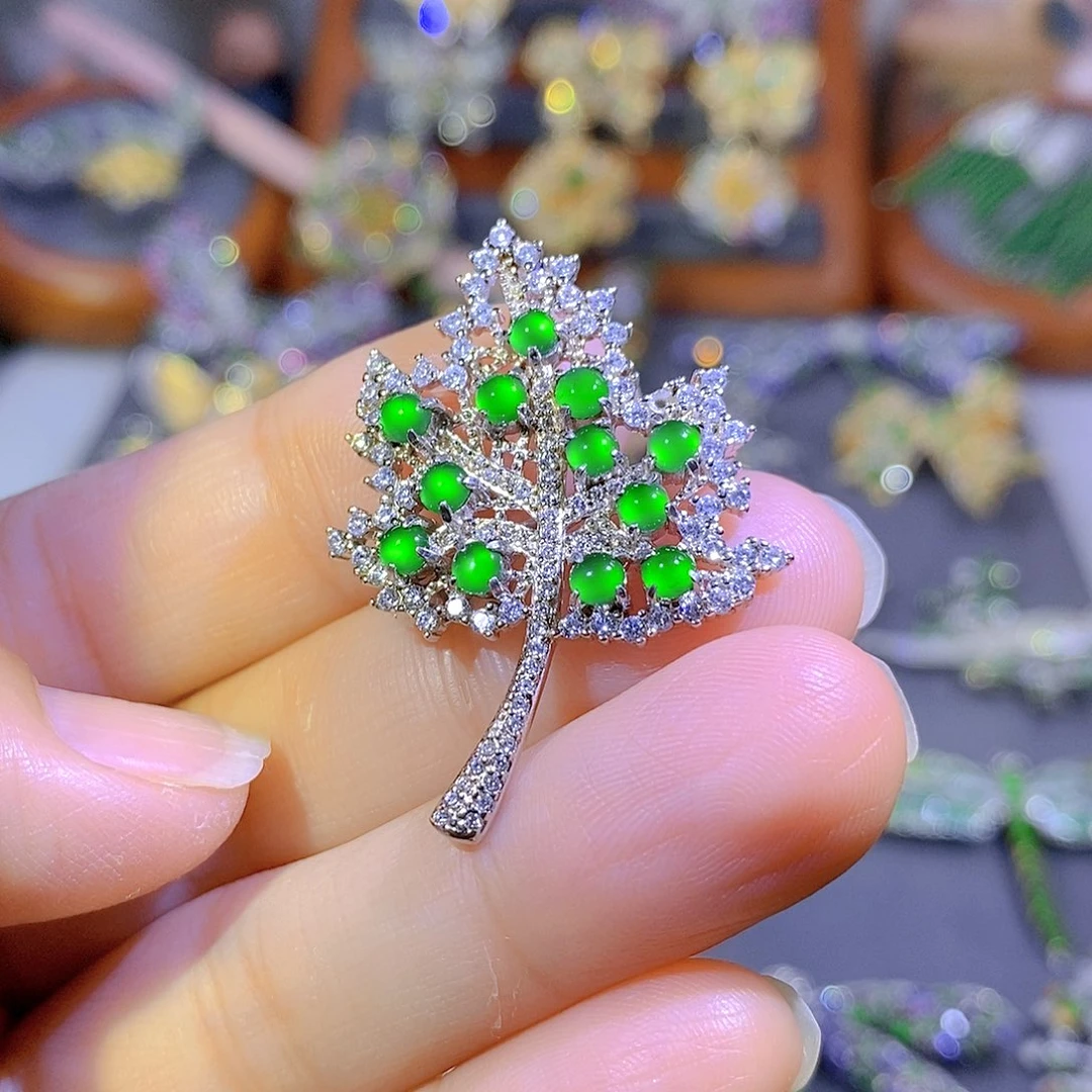 颈饰银S925镶嵌翡翠