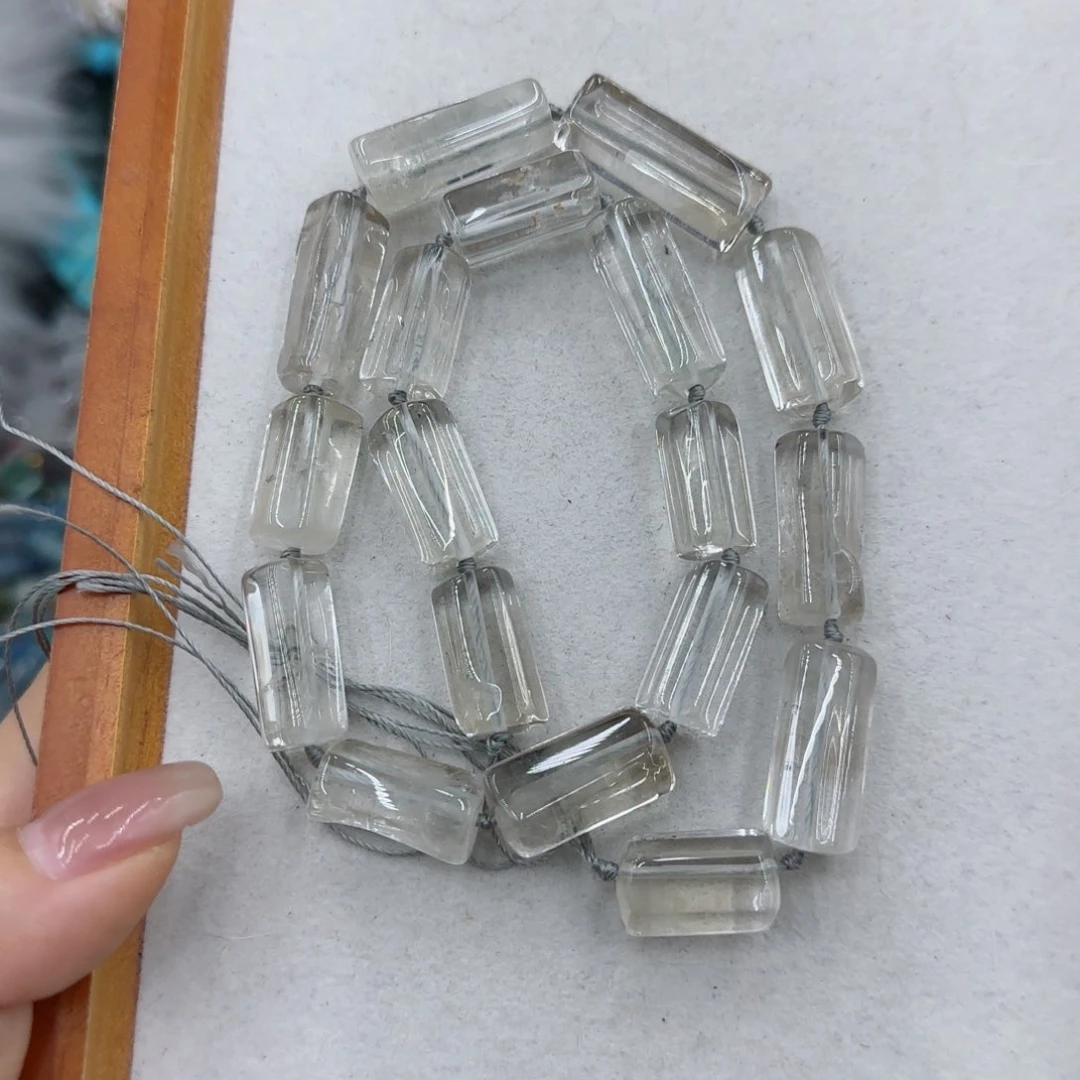 玛瑙/玉髓未镶嵌珠宝半成品小*浅茶手工管珠一条