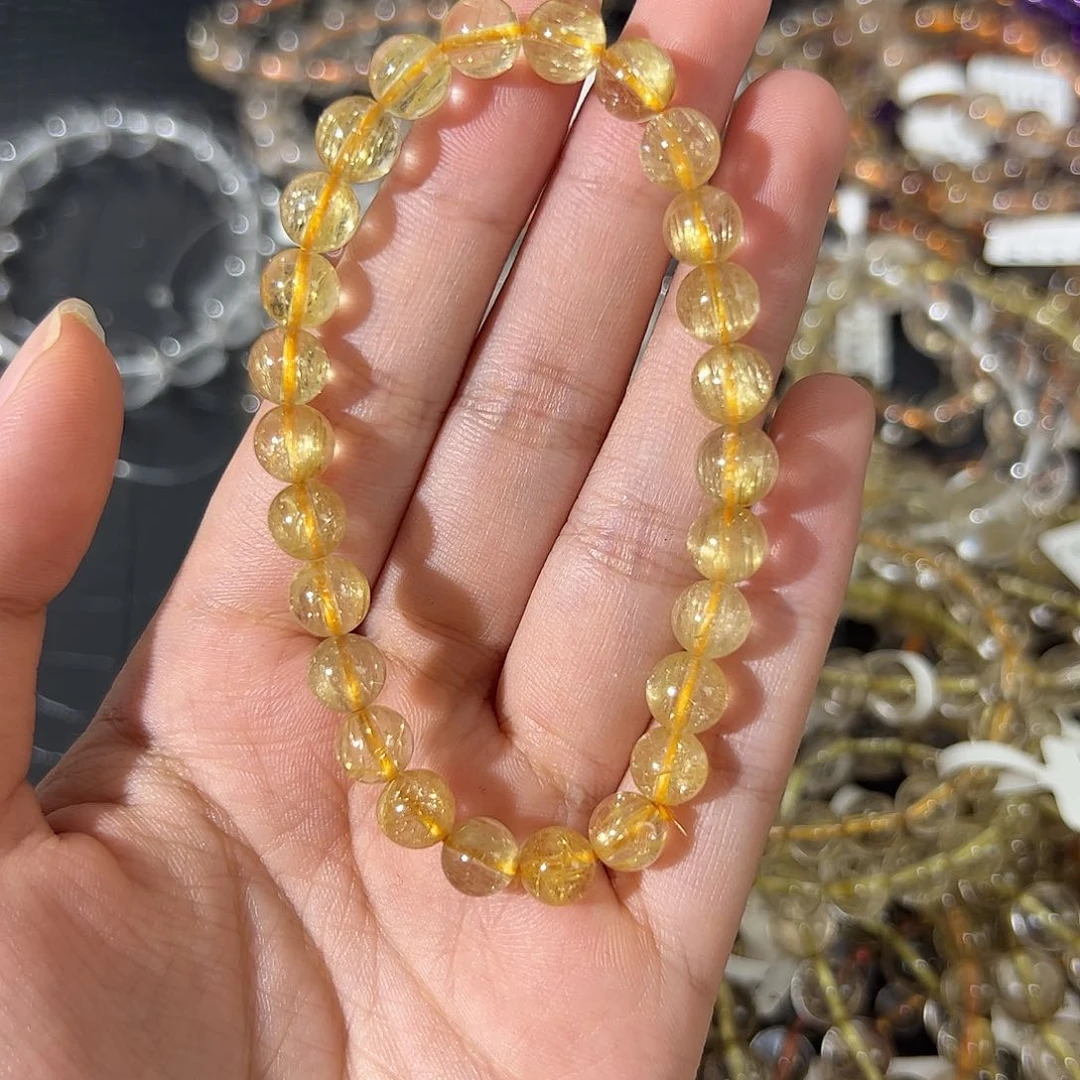 水晶手串未镶嵌鱼*天然金发晶