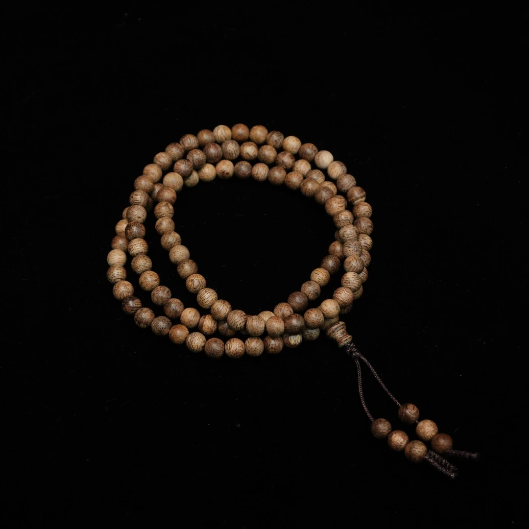 A4606真腊菩萨棋沉香金丝蜜结9分沉念珠0.52cm 5.34g
