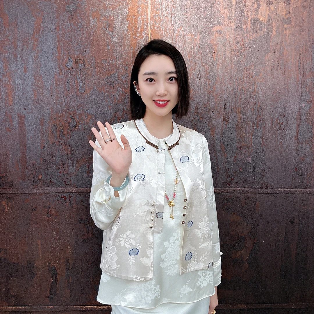 新中式国风时尚桑蚕丝女士宋锦圆领马甲无袖潮牌马夹HF-870164-33