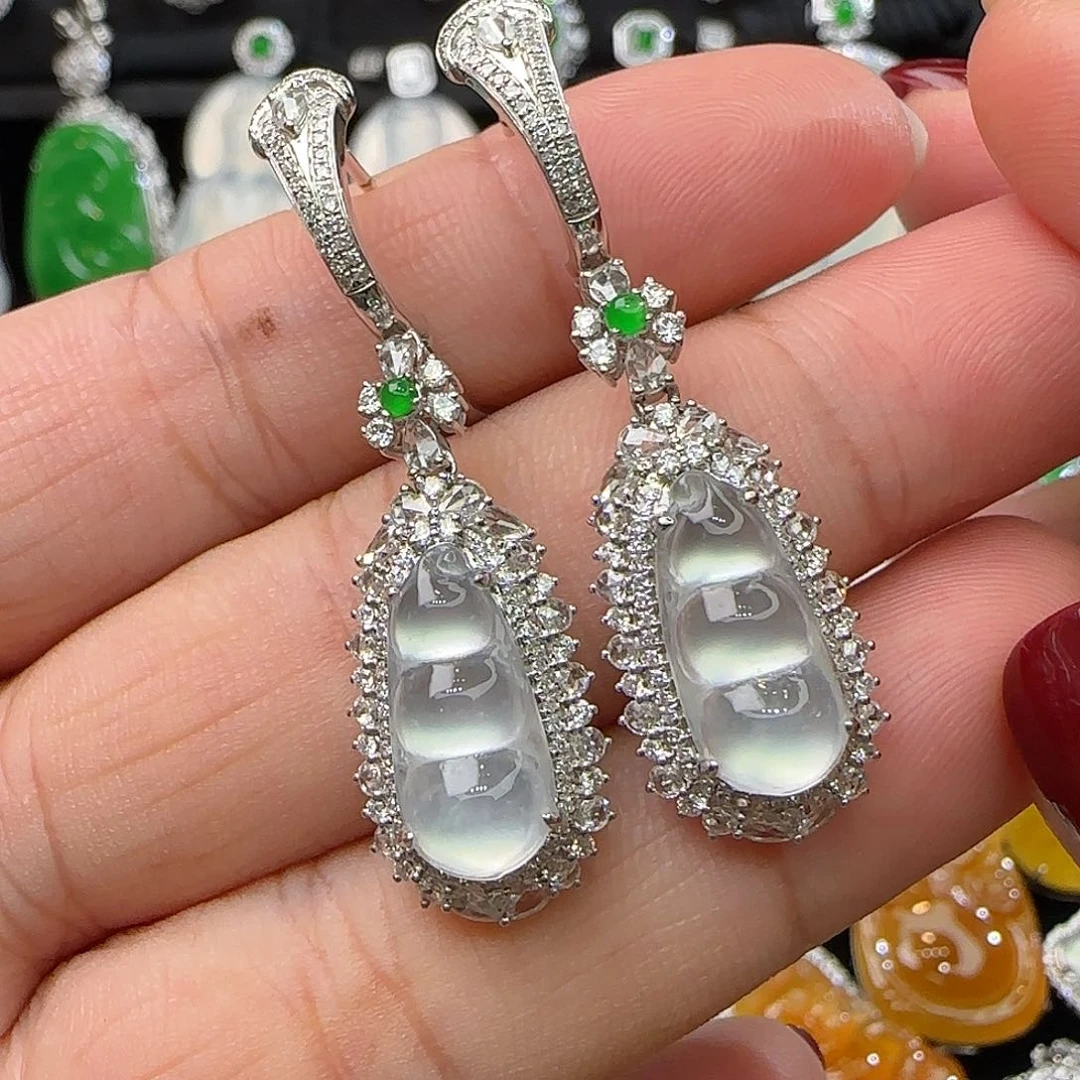 18K金镶嵌翡翠耳饰天然翡翠