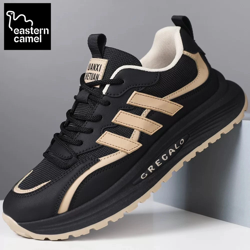 东方骆驼男鞋秋季透气高档大气网面鞋潮流厚底防滑跑步休闲鞋男