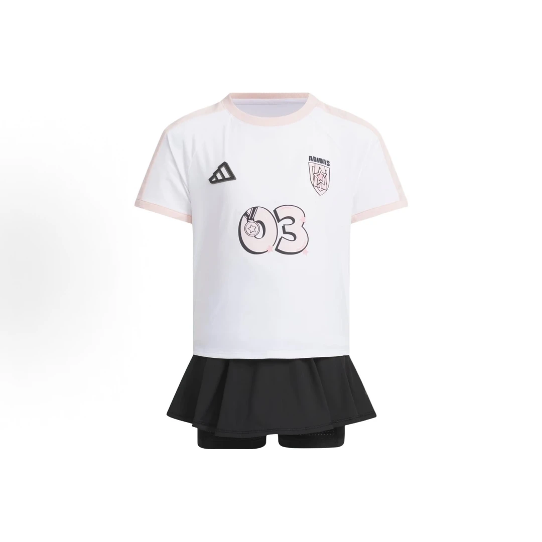 adidas/阿迪达斯小童LGTEESE凉感运动休闲圆领短袖裙装套装JM3455