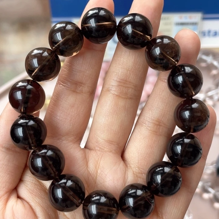 水晶手串未镶嵌天然茶晶基本纯净体