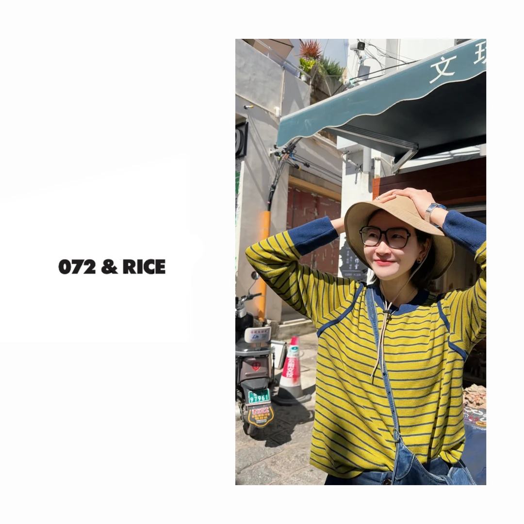 072 & RICE【条纹朵拉】绵羊毛 秋季休闲圆领长袖针织衫 32SJ135