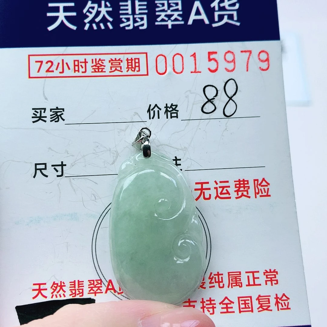翡翠颈饰银S925镶嵌吊